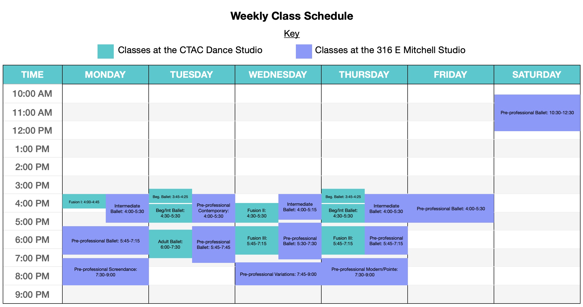 Class Schedule